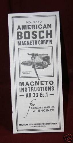 American Bosch Mag Magneto Manual Book for Fairbanks Morse Z C Engine Spark Plug