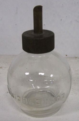 VINTAGE LUNKENHEIMER GLASS OILER BOTTLE W/ THREADED TOP HIT/MISS ENGINE GASKET