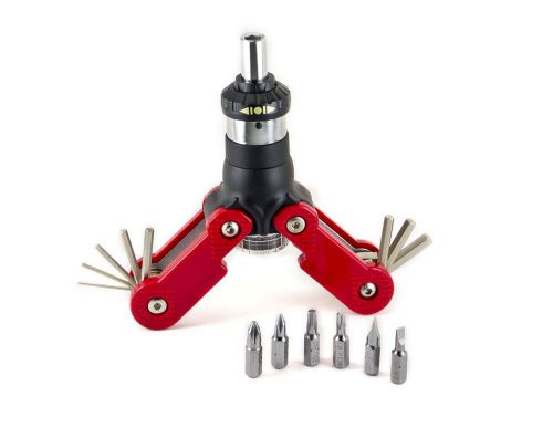 15-in-1 red ratchet screwdriver with hex key wrench: adjustable handle shapes for sale