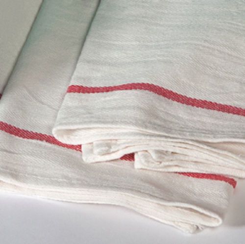 1 dozen Herringbone Towels Red Stripe 100% Cotton