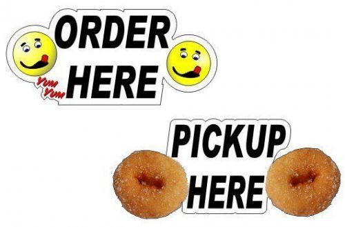 2 Mini Donuts Pickup Order Window&#039; Decals for Lil Orbits Donuts Tom Thumb Stand