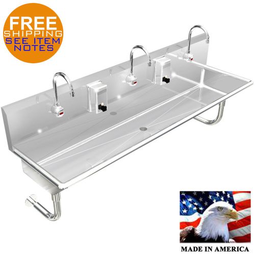 3 USER MULTISTATION 60&#034; HANDS FREE SINK WASH UP STAINLESS STEEL HD MADE IN USA
