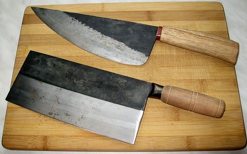 Butcher Knife for meat and bone cutting and a sharpening tool