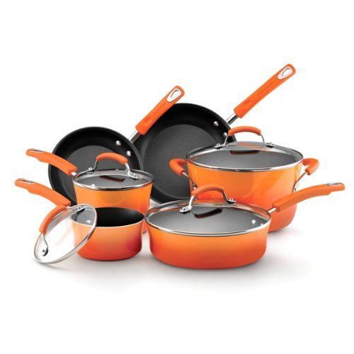 Rachel ray 10-piece nonstick cookware set orange * new * free shipping * for sale