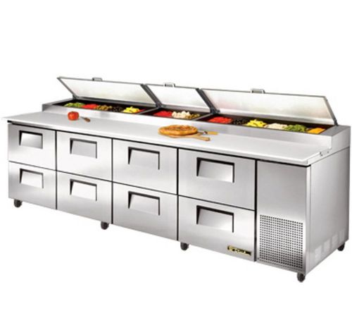 True TPP-119D-8 PIZZA Prep Table: Solid Drawered FOOD Prep Table 115V