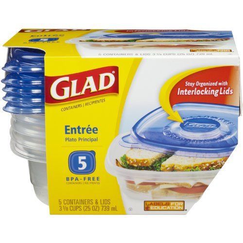 GladWare Entr?e Food Storage Containers  25 Ounces  5 Count (Pack of 6)