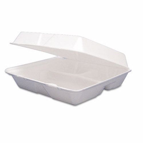 Medium Three Compartment Foam Hinged Containers, 200 Containers (DCC 85HT3R)