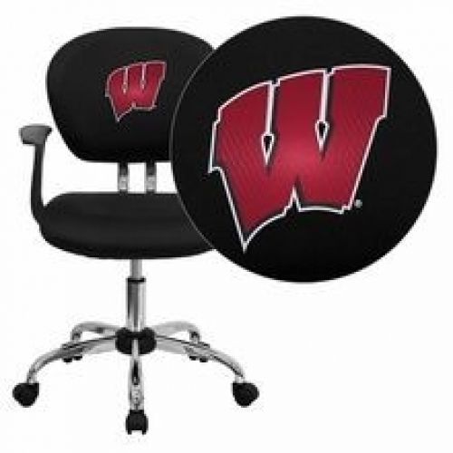 Flash Furniture H-2376-F-BK-ARMS-40033-EMB-GG Wisconsin Badgers Embroidered Blac