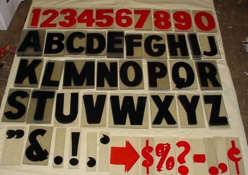 270 SIGN LETTERS #&#039;s RED &amp; BLACK 5 3/4&#034; ON 7&#034; CLEAR BUSINESS ADVERTISING
