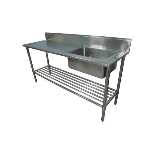 1900 x 600mm new commercial single bowl kitchen sink #304 stainless steel bench for sale