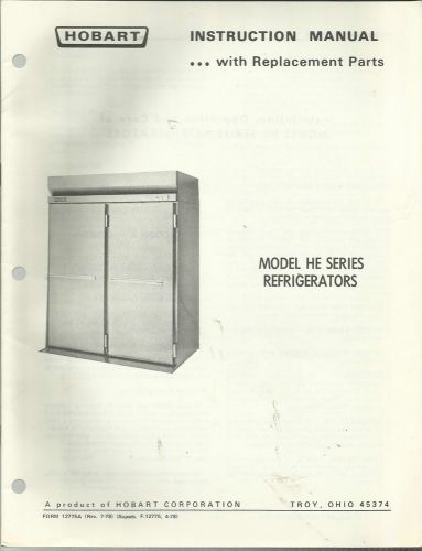 Hobart Model HE Series Refrigerators Instruction Manual