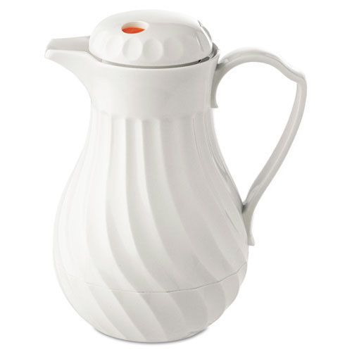 Hormel Poly Lined White Swirl Design Carafe, 64 oz. Capacity. Sold as Each