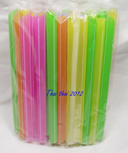 Pack of 50 Striped 6.5&#034;  Fat Drinking Straw Tea, Smoothie, Cake