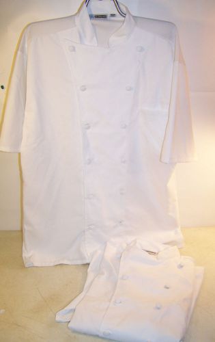 2 EDWARDS CHEF JACKET COAT Short Sleeve White Medium 3331 Mesh Back RESTAURANT