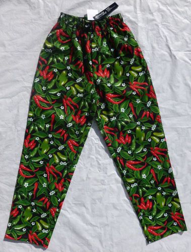Nwt absolute chef chili pepper chef pants sz xs - 3 pockets, drawstring 28&#034; insm for sale
