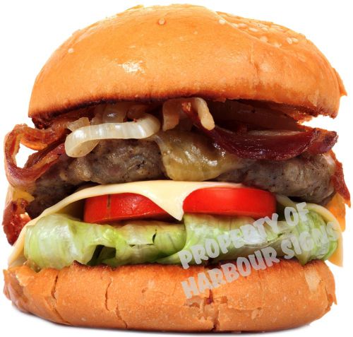 Hamburger Burgers Bacon Cheese Restaurant Concession Food Sticker Decal 14&#034;