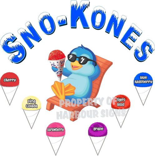 Sno-Kones Flavors Decal 24&#034; Snow Cones Shaved Ice Concession Cart Food Truck