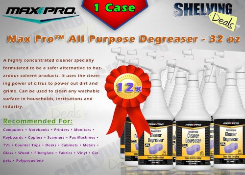 12x -max pro all purpose concentrated degreaser - safe for plastic, wood &amp; metal for sale