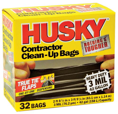 660067 husky brand 42 gallon black contractor bags 32 count for sale