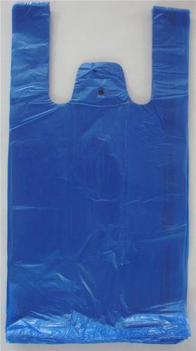500 Qty. Blue Plastic T-Shirt Retail Shopping Bags w/ Handles 8&#034;x5&#034;x16&#034; Sm