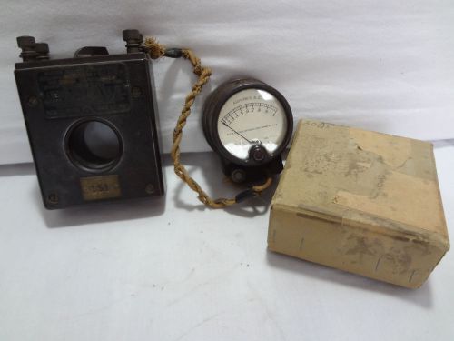 ANTIQUE WESTON MODEL 539 CURRENT TRANSFORMER &amp; GAUGE METER Made USA Vtg