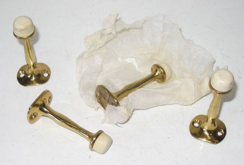 Lot of 4 Vintage Solid Brass Door Stops NOS High Quality Great Finish