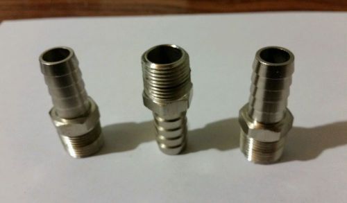 Hose barb 1/2&#034; id x 3/8&#034; npt hex 316ss (qty 3) for sale