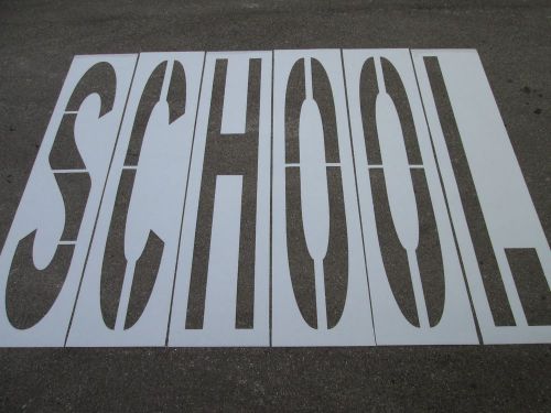 96&#034; x 16&#034; SCHOOL Stencils INDIVIDUAL Letters Re Usable Parking Lot Stencils 1/8&#034;