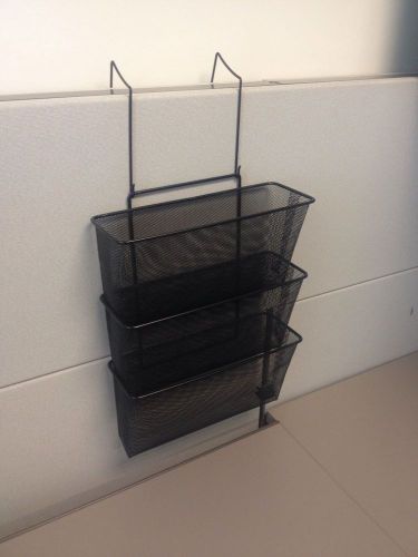 Wire Partition Triple Letter Tray Hanging Cubicle Holder Black