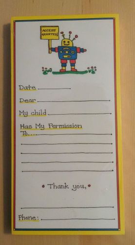 Casuals by Cranes magnetic &#034;Child has Permission...&#034; notepad new, wrapped