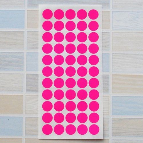 550 Neon Pink Color Code Circle Sticky Labels 16 mm Dot Stickers Self Adhesive