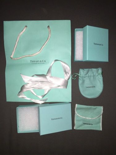 Authentic Tiffany &amp; Co gift box (2), pouch (2), Ribbon &amp; bag for gold silver