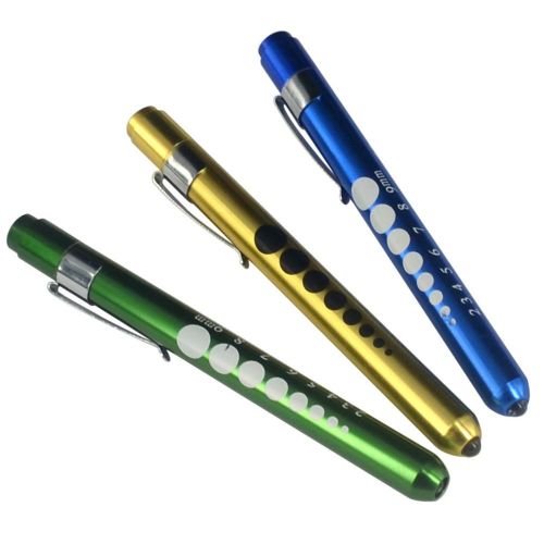Pocket Size Reusable Penlight Pupil Gauge Graduation Pen Light Pack of 3 Blue...
