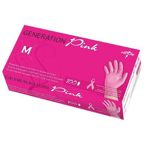 Medline Generation Pink Powder-Free Large Vinyl Gloves (PINK6076)