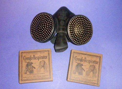 Vintage MSA Comfo Respirator BM-2101 &amp; Box CR8768 Felt Screens &amp; CR8528 Filters