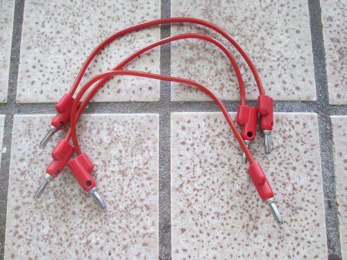Three red, stackable 8&#034; patch cables, compatible with Pomona B series cables