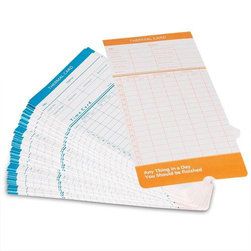 100x monthly time clock cards for attendance payroll recorder timecards thermal for sale
