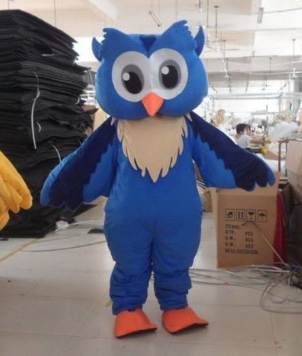 Professional New Style Big Blue Owl Mascot Costume Fancy Dress Adult Size