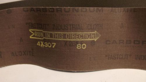 Lot of 3 -  4&#034; x 307&#034;  4x307 carborundum axolite sanding belt 80 grit sandpaper for sale