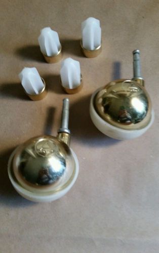 LOT 2Vntge Ball 2&#034;  A- Brand MidCentury Casters Wheels Gold Finish with 4Sockets