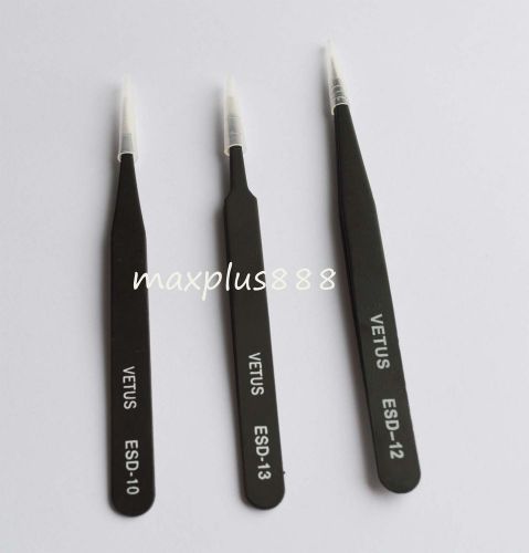Esd-10+esd-12+esd-13 tweezers vetus selected professional tools hrc40° new for sale