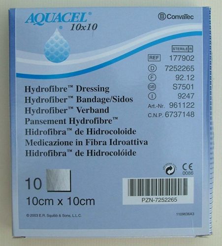 Aquacel 4x4 177902 convatec hydrofiber wound dressing box of 10 acute exudate for sale