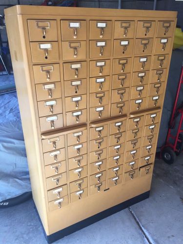 VINTAGE WOOD GAYLORD BROS LIBRARY CARD CATALOG FILE CABINET 72 DRAWER LARGE RARE