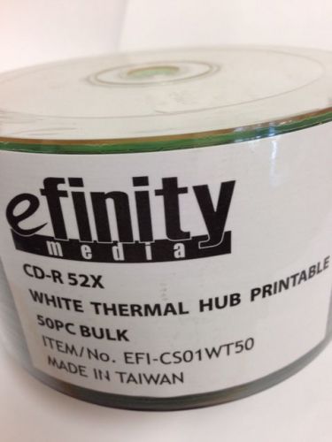 50-pk efinity 52x cd-r white thermal hub printable blank recordable cd disk disc for sale