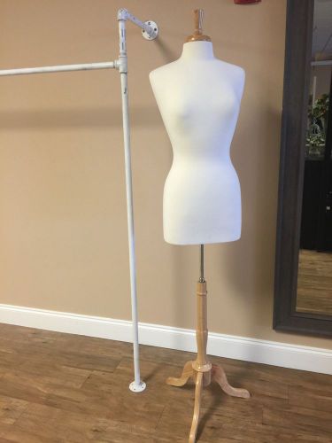 Size 6-8 Female Mannequin Dress Form with Maple Wood Base