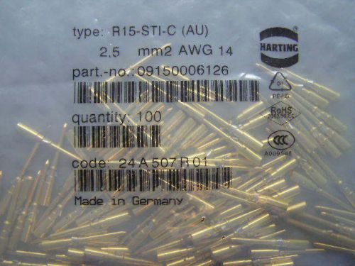 HARTING R15-STI-C (AU)   2,5 mm2 AWG 14 MALE CRIMP CONTACT 09150006126