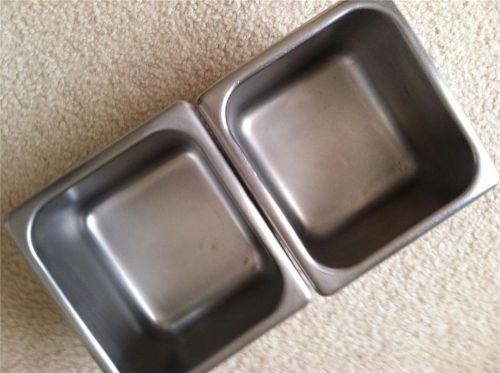 (2) STAINLESS STEEL STEAM TABLE PANS - 1/6 SIZE ( 6-7/8&#034; X 6-1/4&#034; -  4&#034; DEEP)