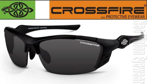 Crossfire tl11 smoke lens matte black safety glasses sunglasses shooting z87+ for sale