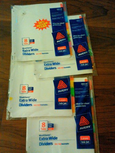 LOT OF 4  Avery WorkSaver Big Tab Insertable Tab Divider - Print-on - 8/ Set