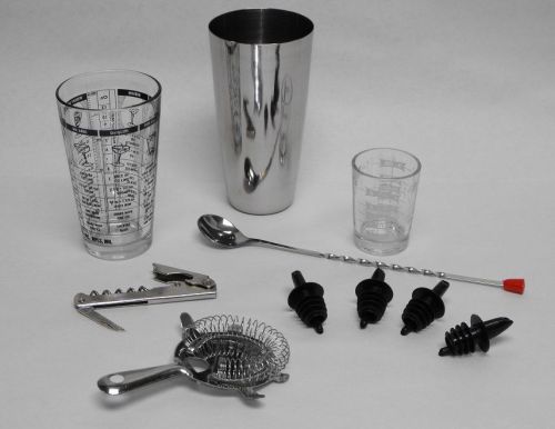 10 pc. PROFESSIONAL BARTENDER COCKTAIL MIXING SET Bar Tools &amp; Accessories Kit